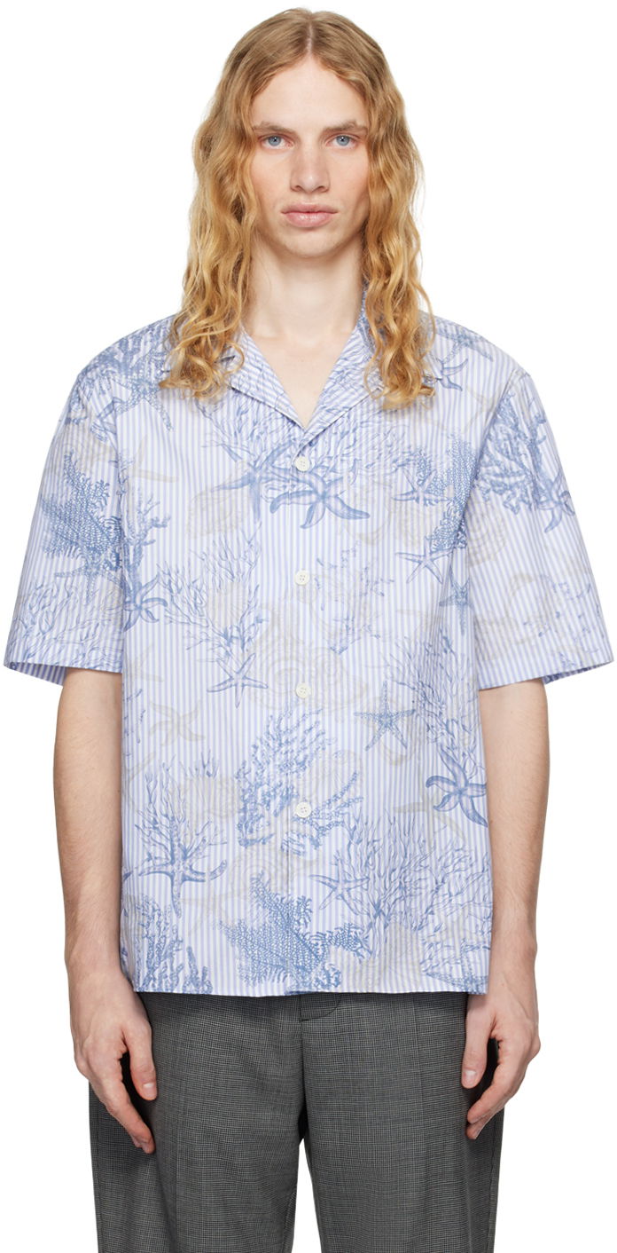 Srajce Versace Barocco Sea Striped Shirt Modra | 1016206_1A11387