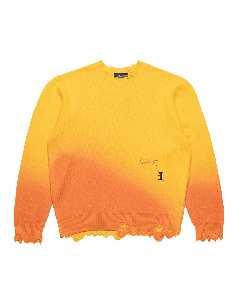 Pleteni pulover Dime Dime Gradient Knit Sweater with Cat Embroidery Oranžna | DIMESP2510SUN