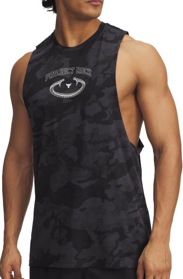 Majica brez rokavov Under Armour Project Rock Camo Training Tank Top Črna | 1389978-016