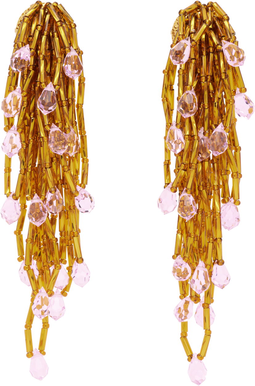 Uhani KIKO KOSTADINOV Kiko Kostadinov Cowen Pink & Gold Beaded Drop Earrings Roza | KKWAW25ER03-158