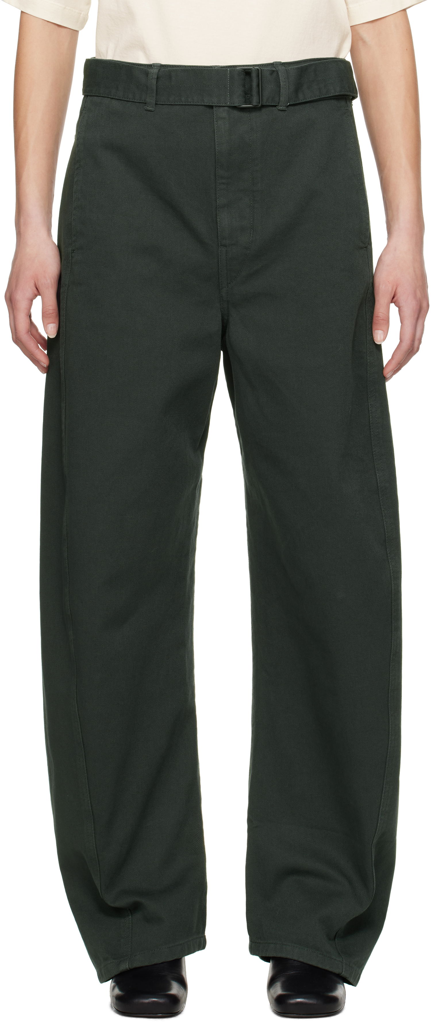 Cargo hlače LEMAIRE Lemaire Twisted Belted Trousers Zelena | PA326 LD1039, 0
