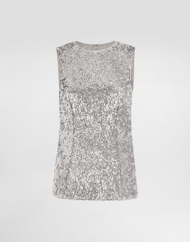 Majica brez rokavov Dolce & Gabbana Sleeveless Sequin Top Kovinski | F7AL1TFLSMCS0998, 0