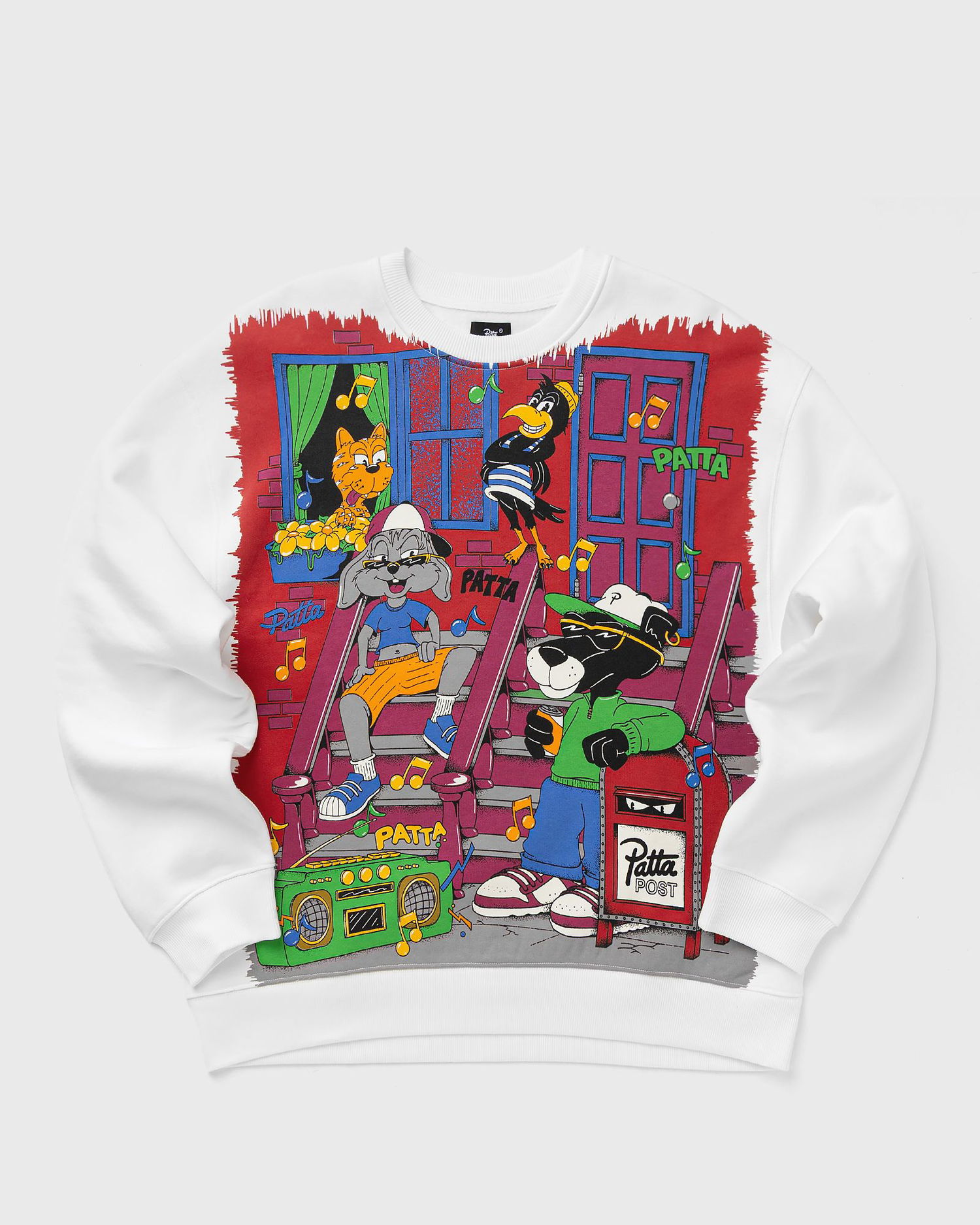 Pulover Patta Block Party Graphic Crewneck Sweater Bela | POC-AW25-2050-315-0008-087, 0