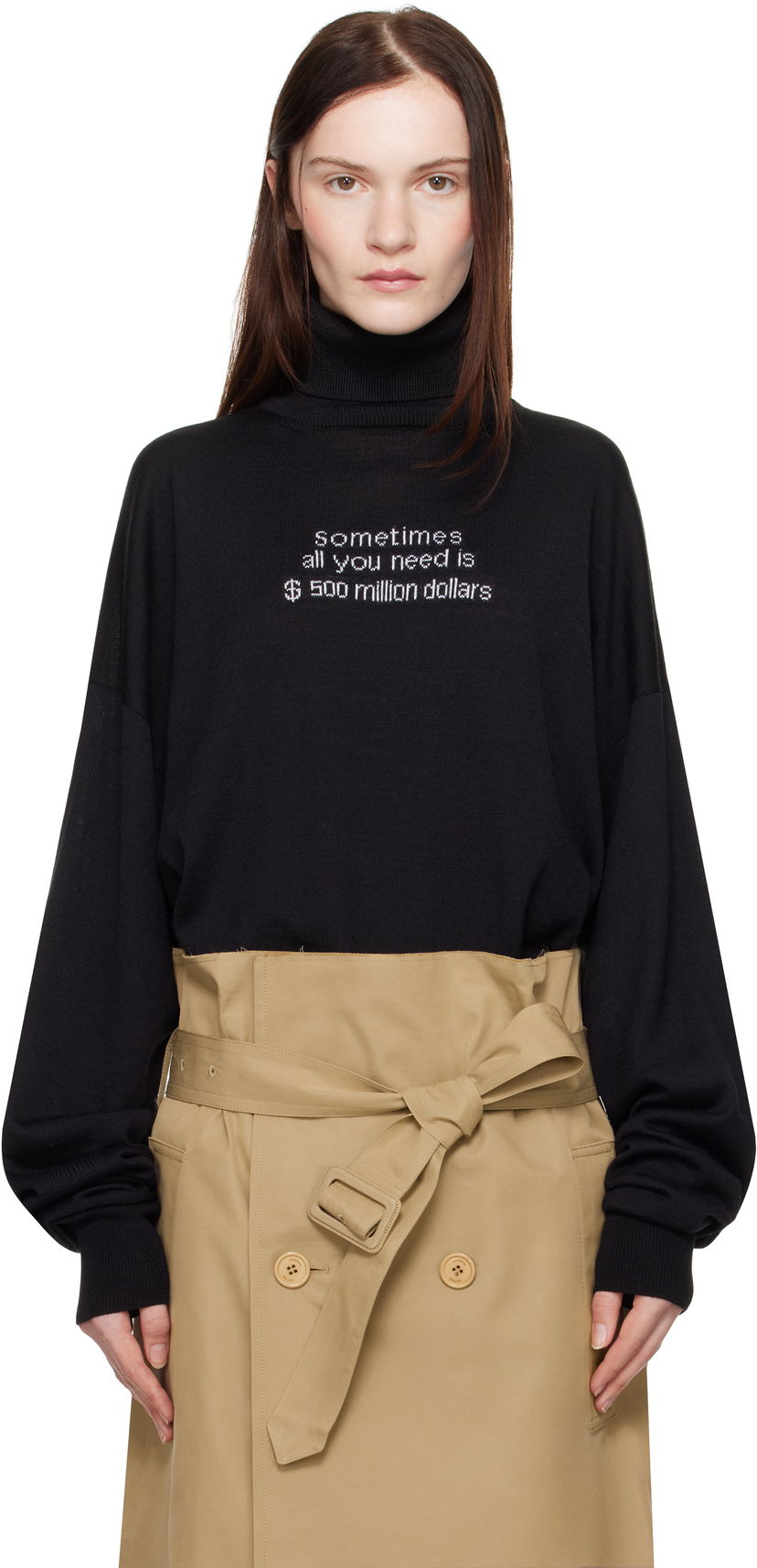 Pleteni pulover VETEMENTS VETEMENTS '500 Million Dollars' Turtleneck Sweater Črna | UA66KN180B