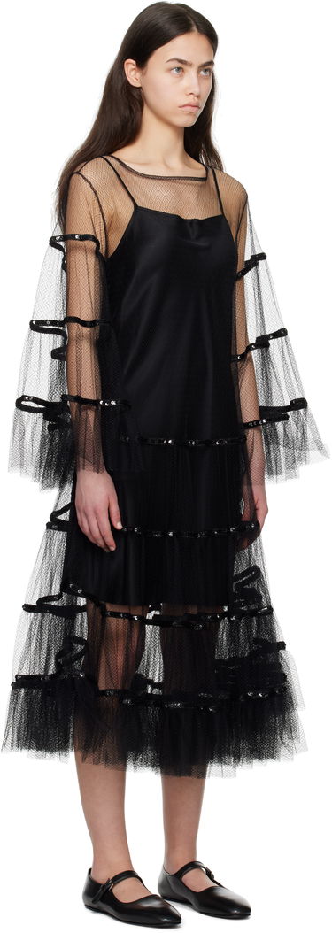 Obleke Bode Bode Swan Midi Dress Črna | WRS25DR030, 1