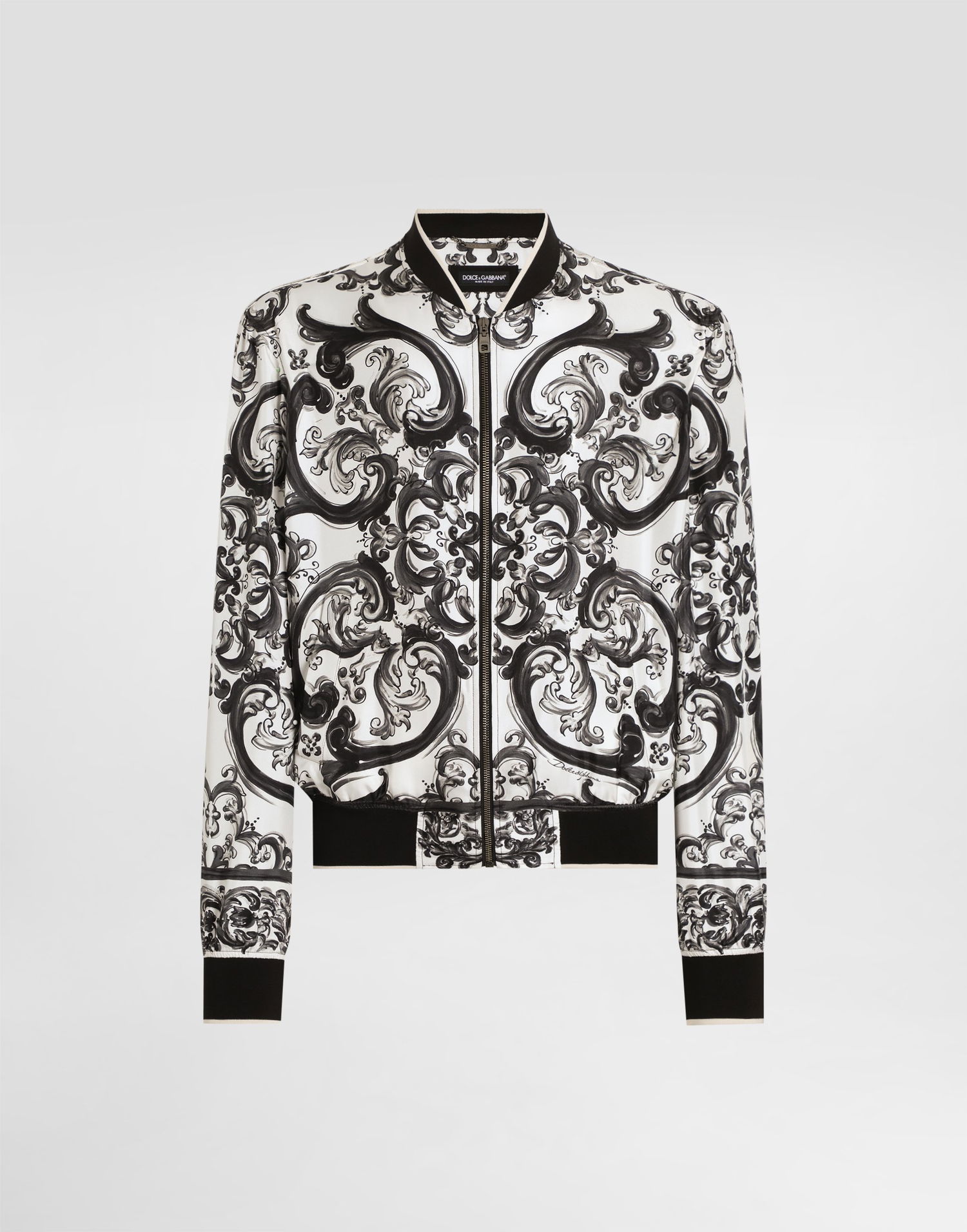 Bomber jakna Dolce & Gabbana Dolce & Gabbana Majolica-Print Twill Bomber Jacket Bela | G9BLZTHI1S6HX5DQ, 0