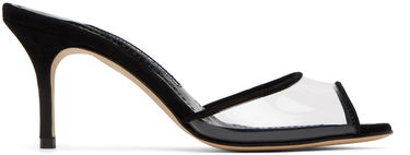 Modni dodatki Manolo Blahnik Manolo Blahnik Jadifa PVC Heeled Mules Črna | 422-1418, 0