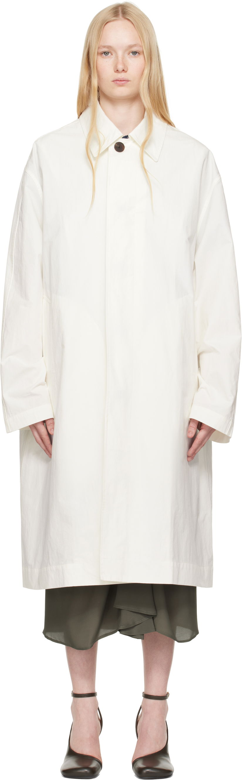Plašči Studio Nicholson Studio Nicholson Nevis Coat Bela | NEVIS SN - 754
