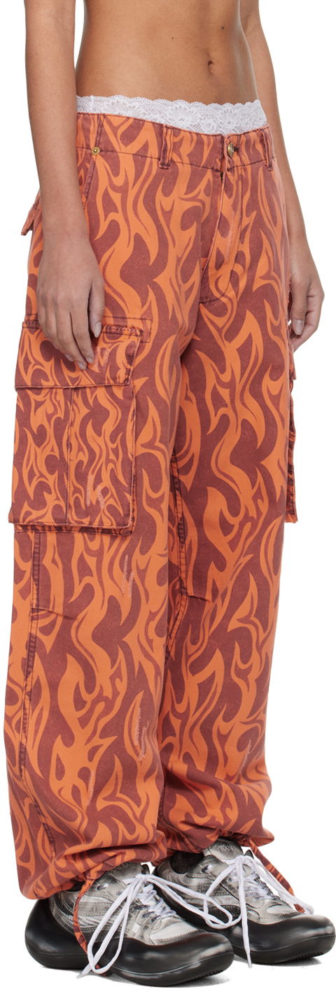 Cargo hlače ERL Flame Print Cargo Pants Oranžna | ERL08P006, 1