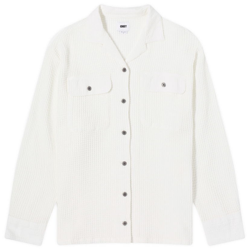 Srajce OBEY Camille Waffle Bela | 281200127-WHT