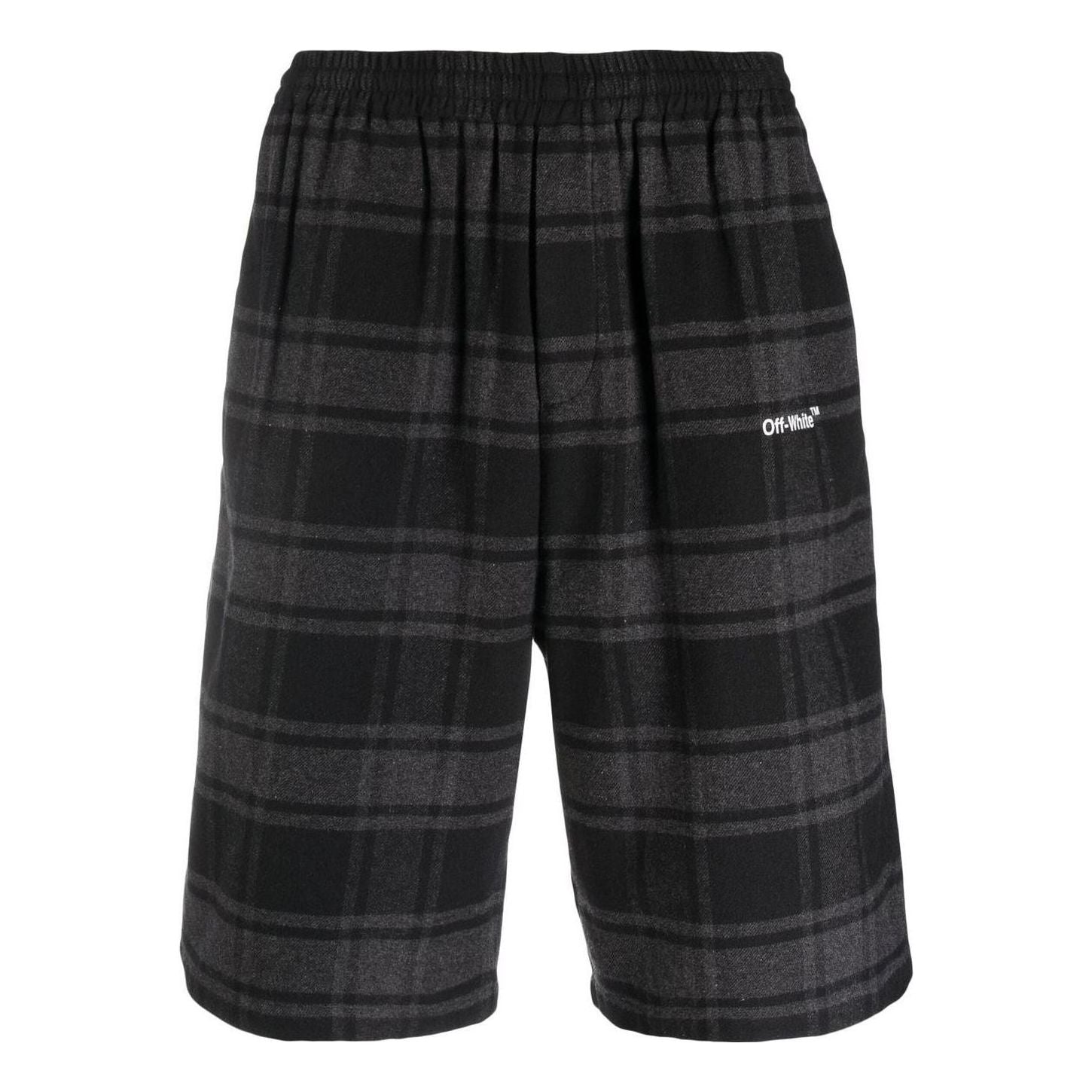 Kratke hlače Off-White Designer Check-Print Shorts Črna | OMCB058C99FAB0010501, 0