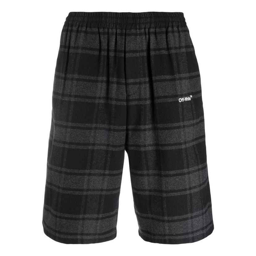 Kratke hlače Off-White Designer Check-Print Shorts Črna | OMCB058C99FAB0010501
