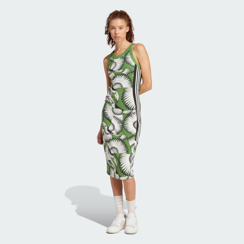 Obleke adidas Performance adidas x FARM Premium Dress Zelena | JD6314