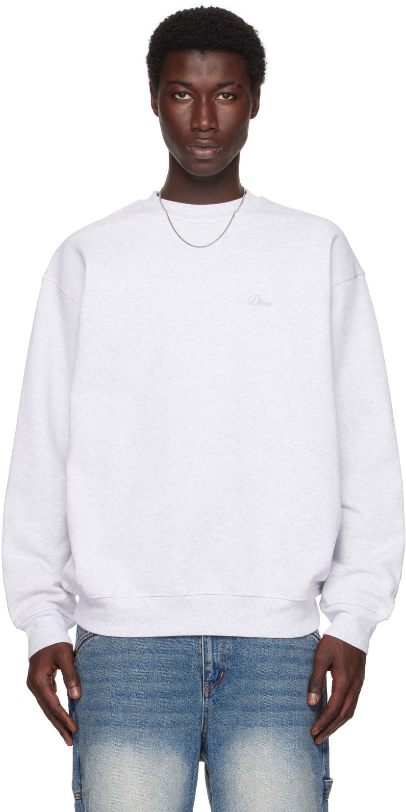 Pulover Dime Dime Cursive Small Logo Crewneck Sweatshirt Siva | DIMESU2538ASH