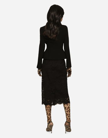 Krila Dolce & Gabbana Dolce & Gabbana Stretch Lace Midi Skirt Črna | F4B7ITHLM7LN0000, 2