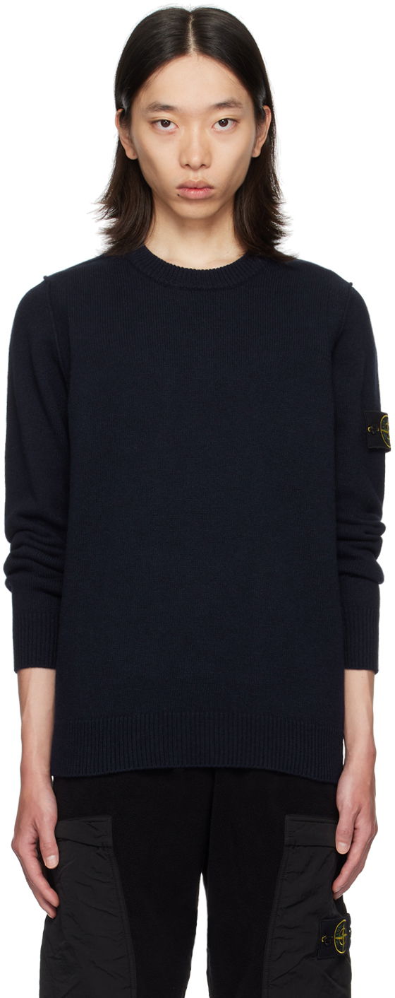 Pleteni pulover Stone Island Navy Patch Sweater Črna | 8115508A3