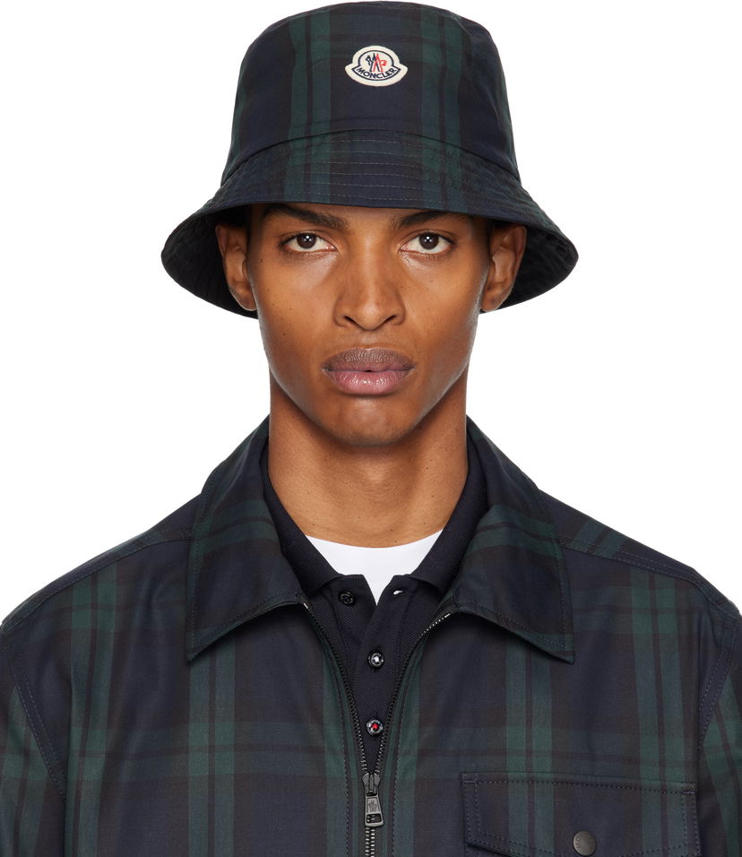 Klobuk Moncler Moncler Reversible Black Watch Tartan Bucket Hat Mornarica | K20913B00027M7661