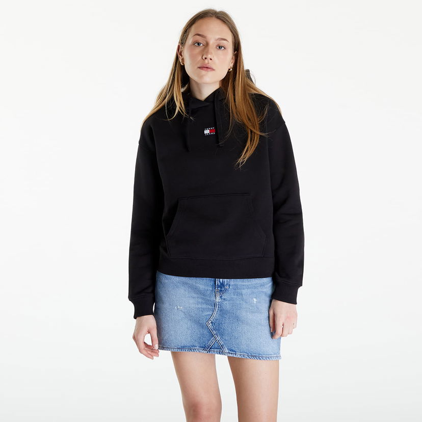 Pulover Tommy Hilfiger Boxy Badge Hoodie Črna | DW0DW17326 BDS