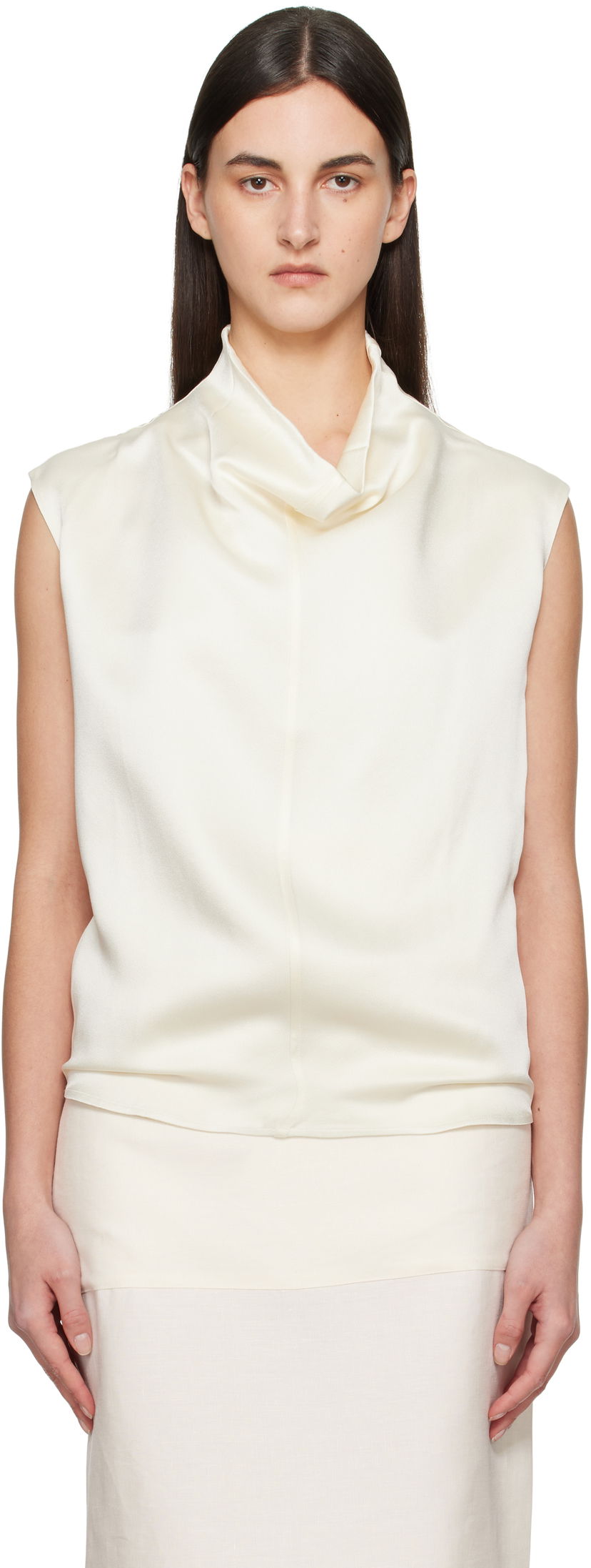 Majica brez rokavov TOTEME TOTEME Sleeveless Funnel Neck Blouse Bela | 251-WRT0460-FB0344