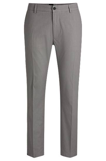 Hlače BOSS Regular Fit Micro-Patterned Stretch Cotton Trousers Siva | 50534880, 0