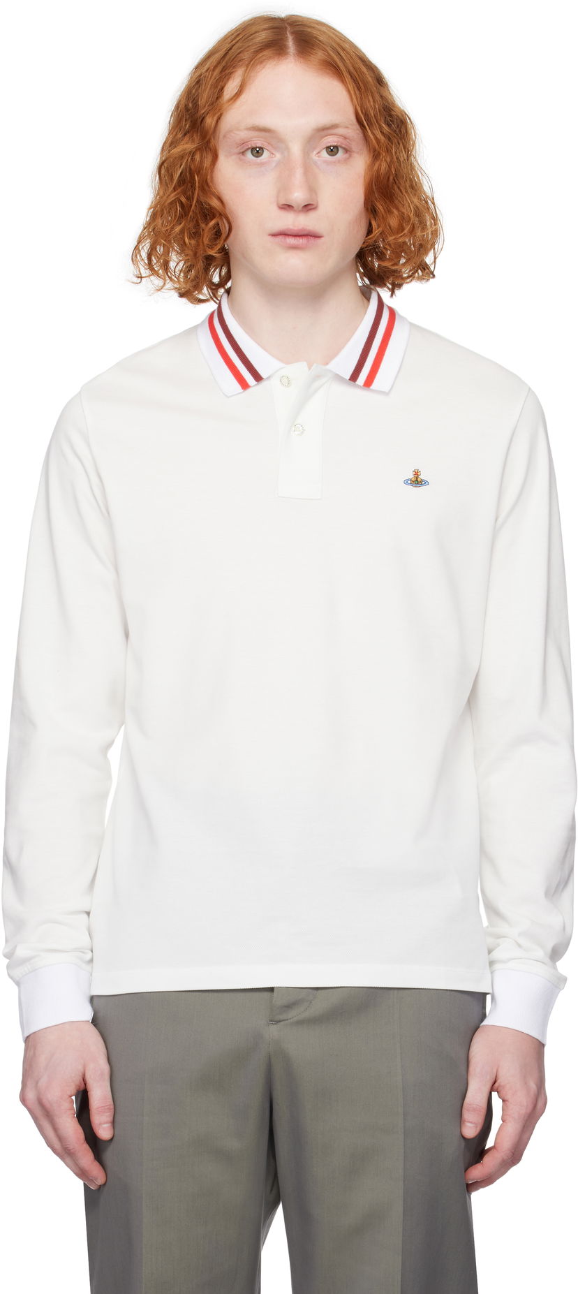 Polo majica Vivienne Westwood Vivienne Westwood Long Sleeve Polo Bela | 2H01000H-J0009-