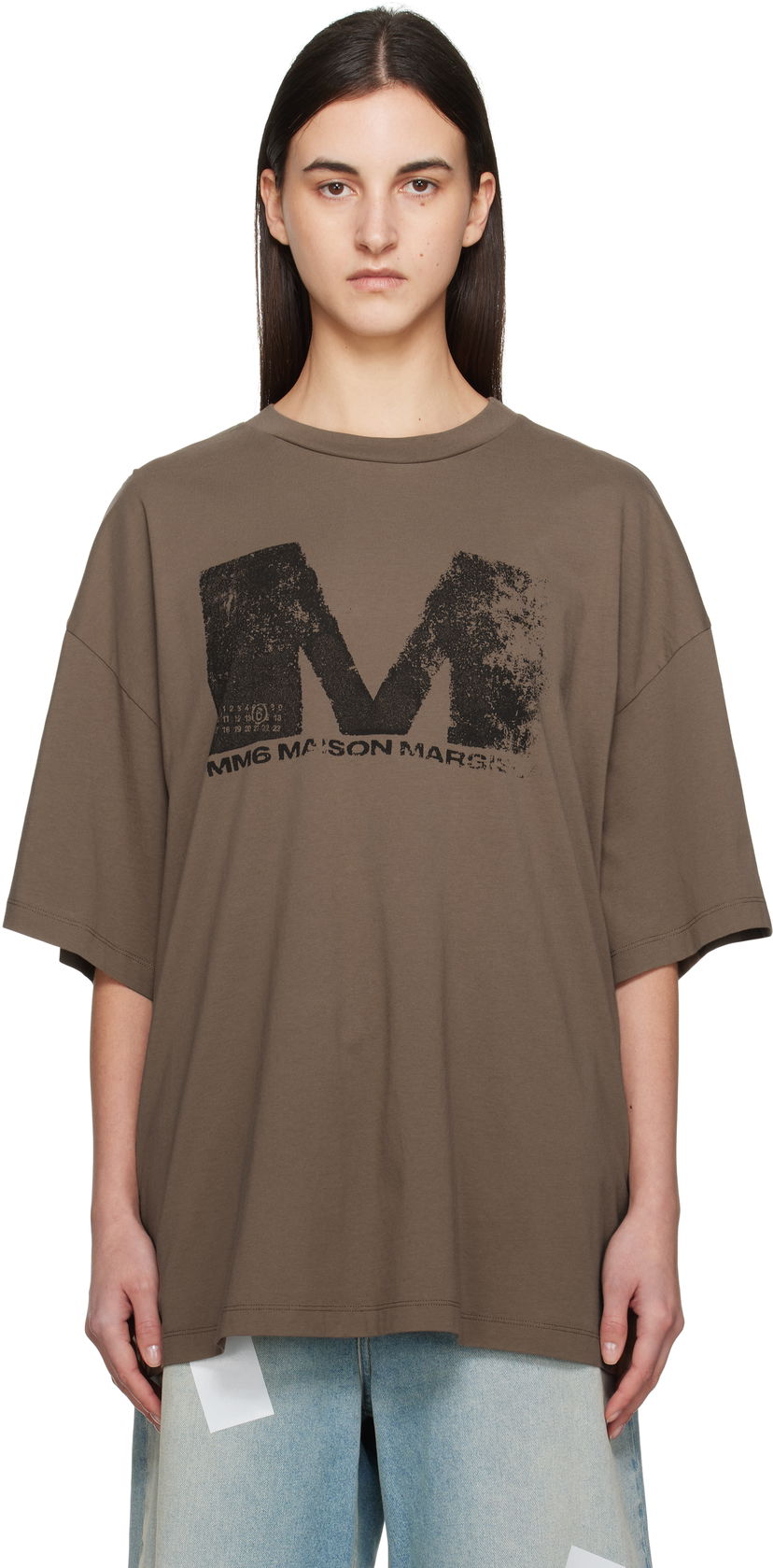 Majica Maison Margiela MM6 Maison Margiela Sunbleached Logo T-Shirt Rjava | S52GC0342 S24312