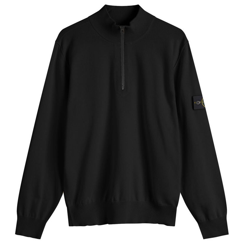 Pleteni pulover Stone Island Organic Cotton Half Zip Knit, Size Large Črna | K1S155100063-V0029