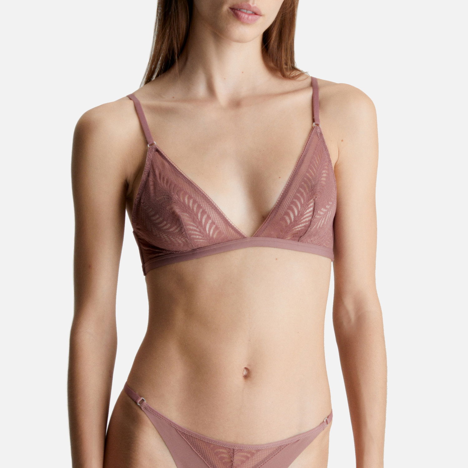 Spodnje perilo in nogavice CALVIN KLEIN Sculpt Jersey and Lace Unlined Triangle Bra Bež | 000QF7540ELKO, 1