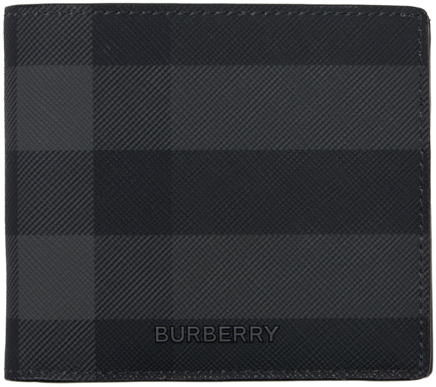 Denarnica Burberry Black & Gray Check Bifold Coin Wallet Črna | 8100529, 0