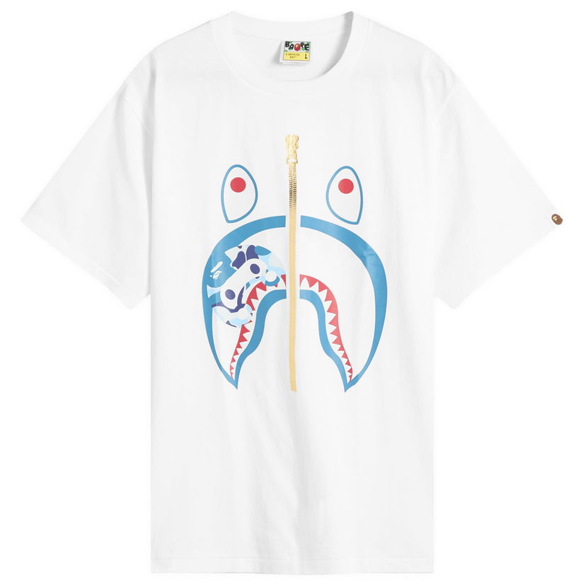 Majica BAPE Abc Camoilo Shark Graphic Tee, Size L Bela | 002TEL301003M-WBK