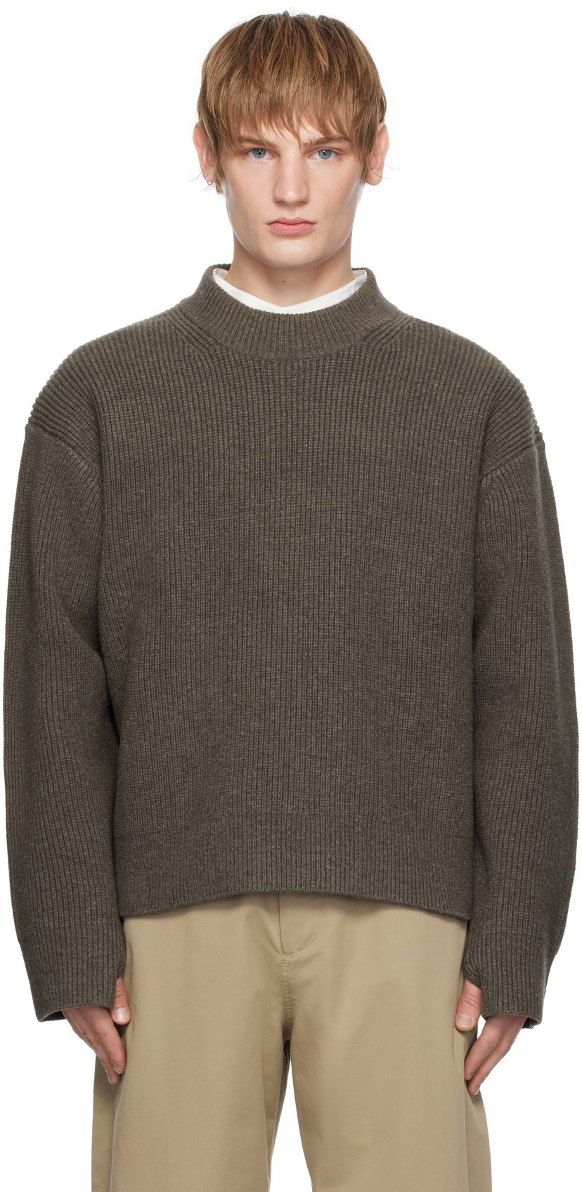 Pleteni pulover Studio Nicholson Studio Nicholson Voe Knit Sweater Rjava | VOE SNM - 1292