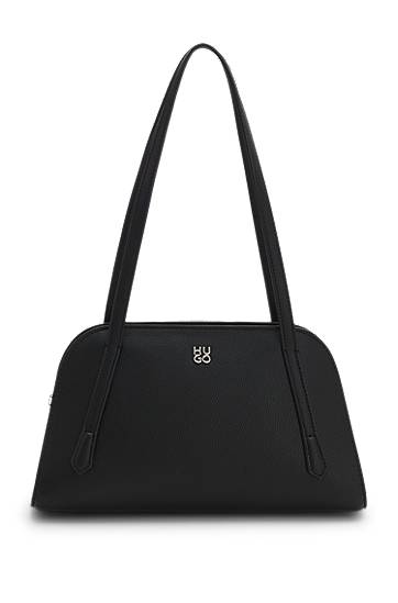 Torba za čez ramo BOSS Grained faux-leather shoulder bag with stacked-logo hardware Črna | 50552482