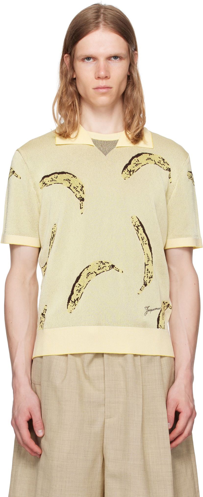 Polo majica Jacquemus Jacquemus La Croisière 'The Marino' Knit Polo Rumena | 25E255KN529-2025