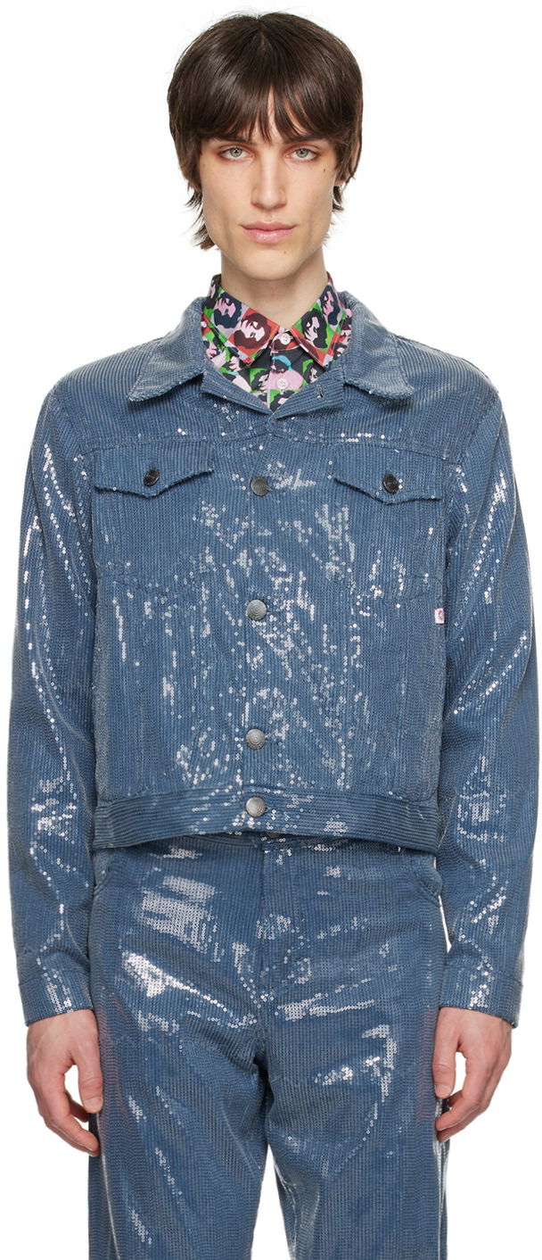 Jakna Charles Jeffrey Loverboy Sequined Denim Jacket Modra | 44010503