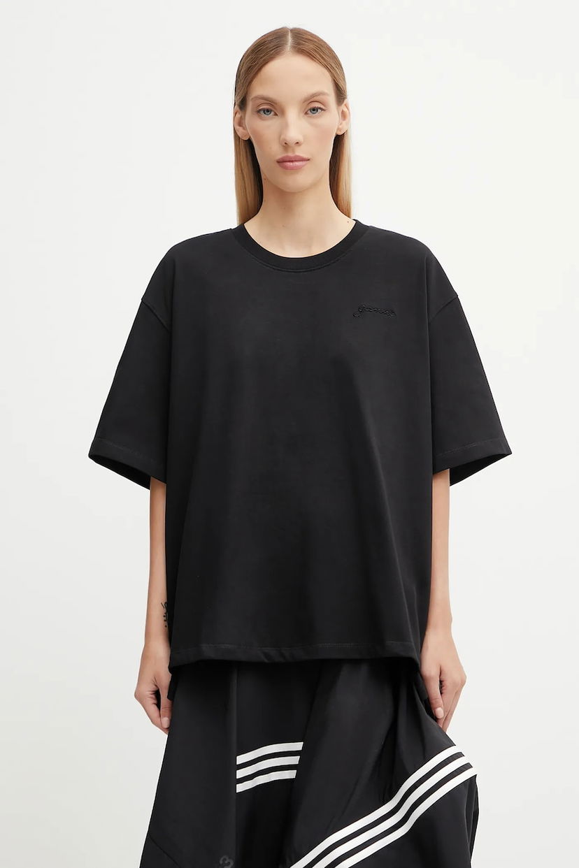 Majica GANNI GANNI Heavy Cotton Drop Shoulder Open Back T-Shirt Črna | T4168