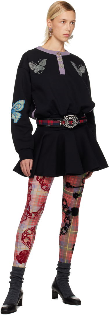 Pasovi Chopova Lowena Chopova Lowena Tartan & Patent Leather Belt with Crystal-Embellished Winged Buckle Kovinski | 6719, 1