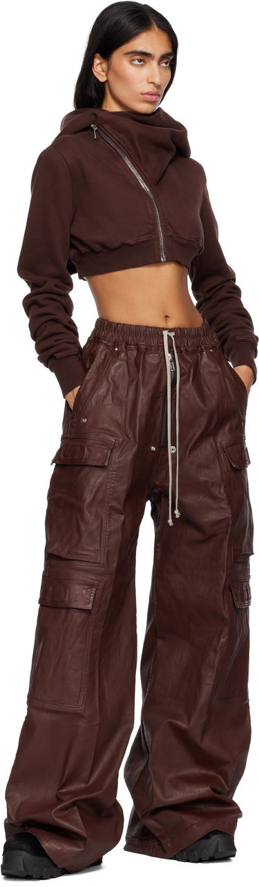 Pulover Rick Owens Concordians Micro Mountain Cropped Asymmetric Zip Hoodie Rjava | DS02E7237 F, 3