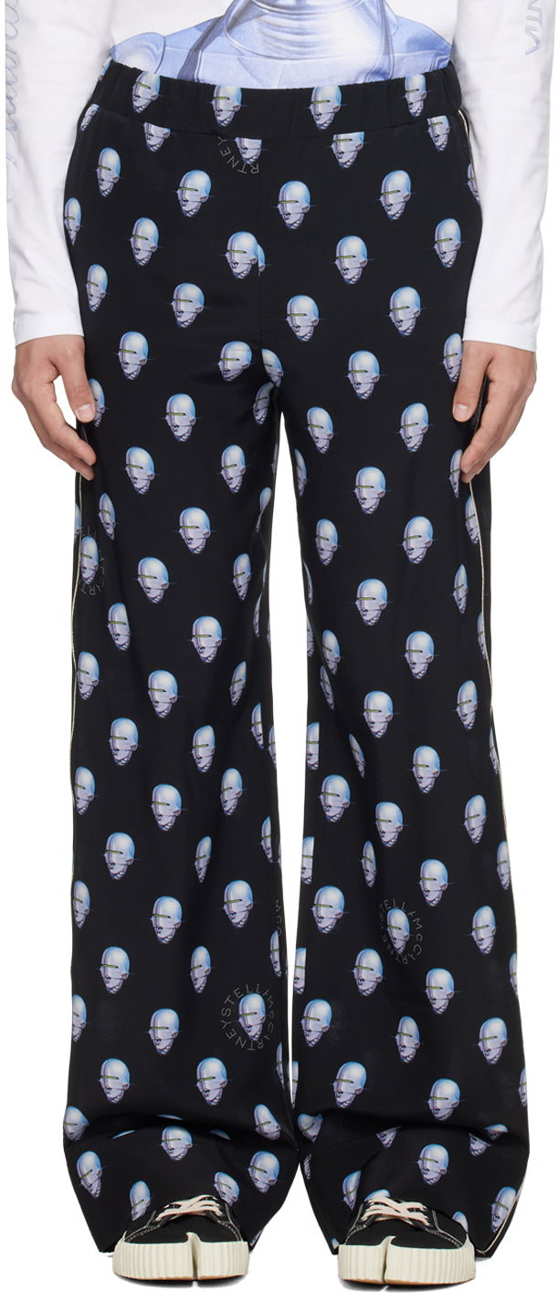 Hlače Stella McCartney Stella McCartney Robot Print Trousers Črna | 6400843DS215