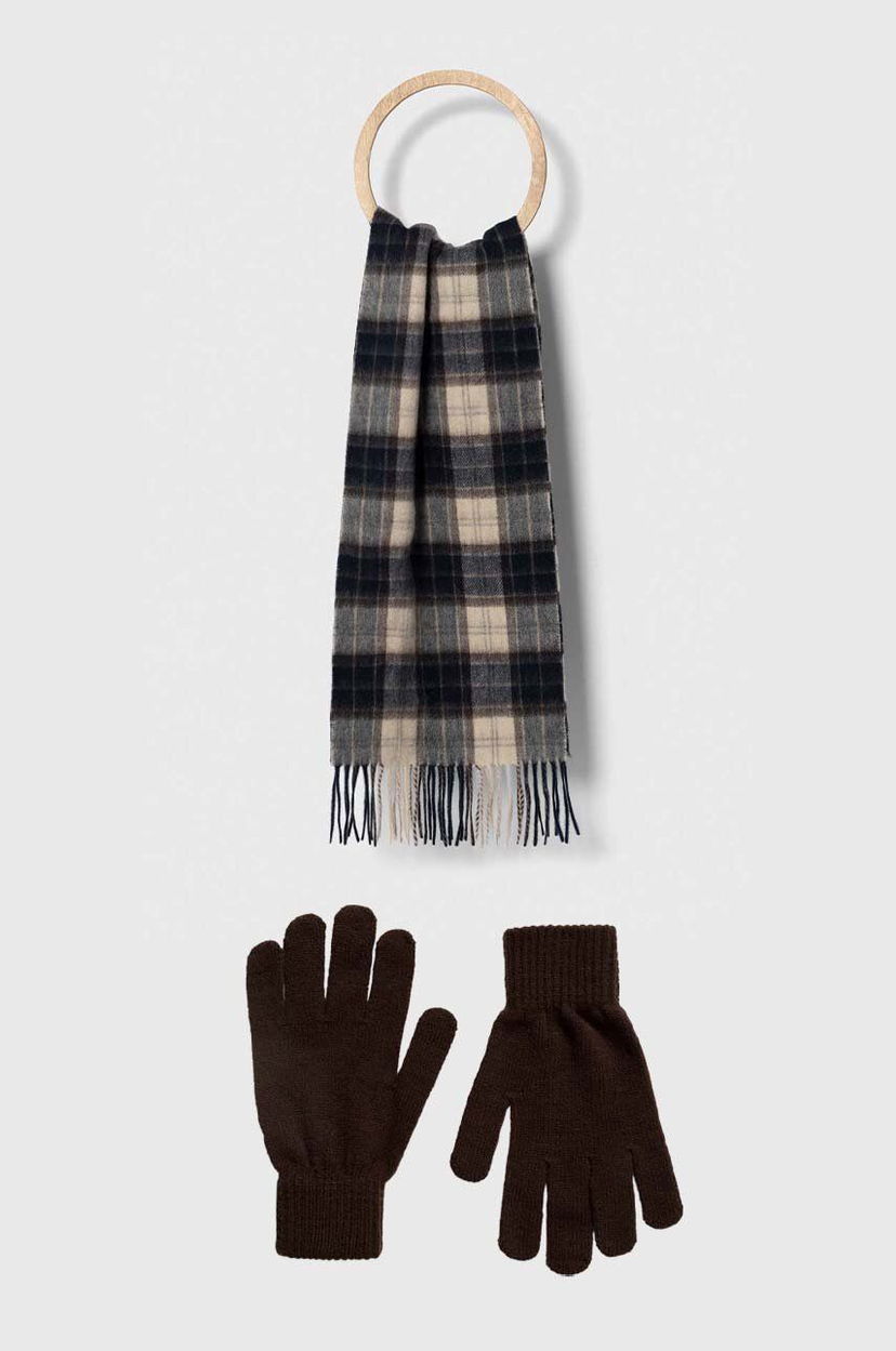 Šala Barbour Scarf & Glove Set Rjava | MGS0018