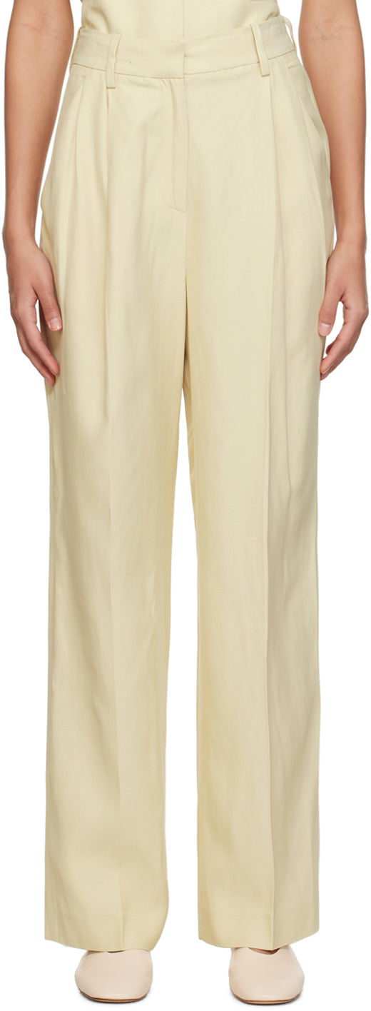 Hlače Loulou de Saison Loulou de Saison Cadar Pleated Trousers Rumena | CADAR