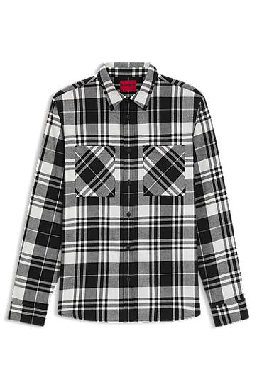 Srajce BOSS Relaxed-fit shirt in checked cotton flannel Črna | 50549753