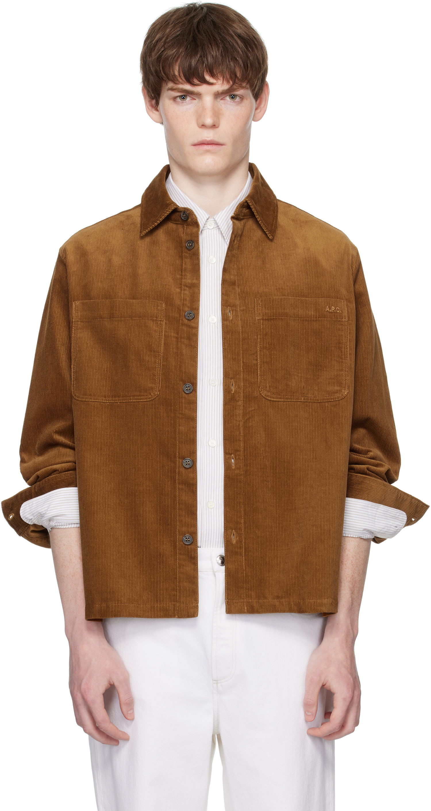 Srajce A.P.C. A.P.C. Leon Corduroy Overshirt Rjava | COHHO-H32019, 0
