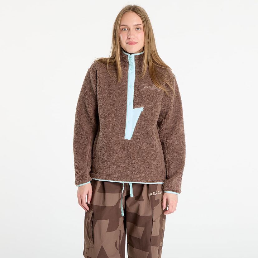Pulover adidas Performance Terrex Xploric High Pile Fleece Pullover Sweatshirt Rjava | JN0931