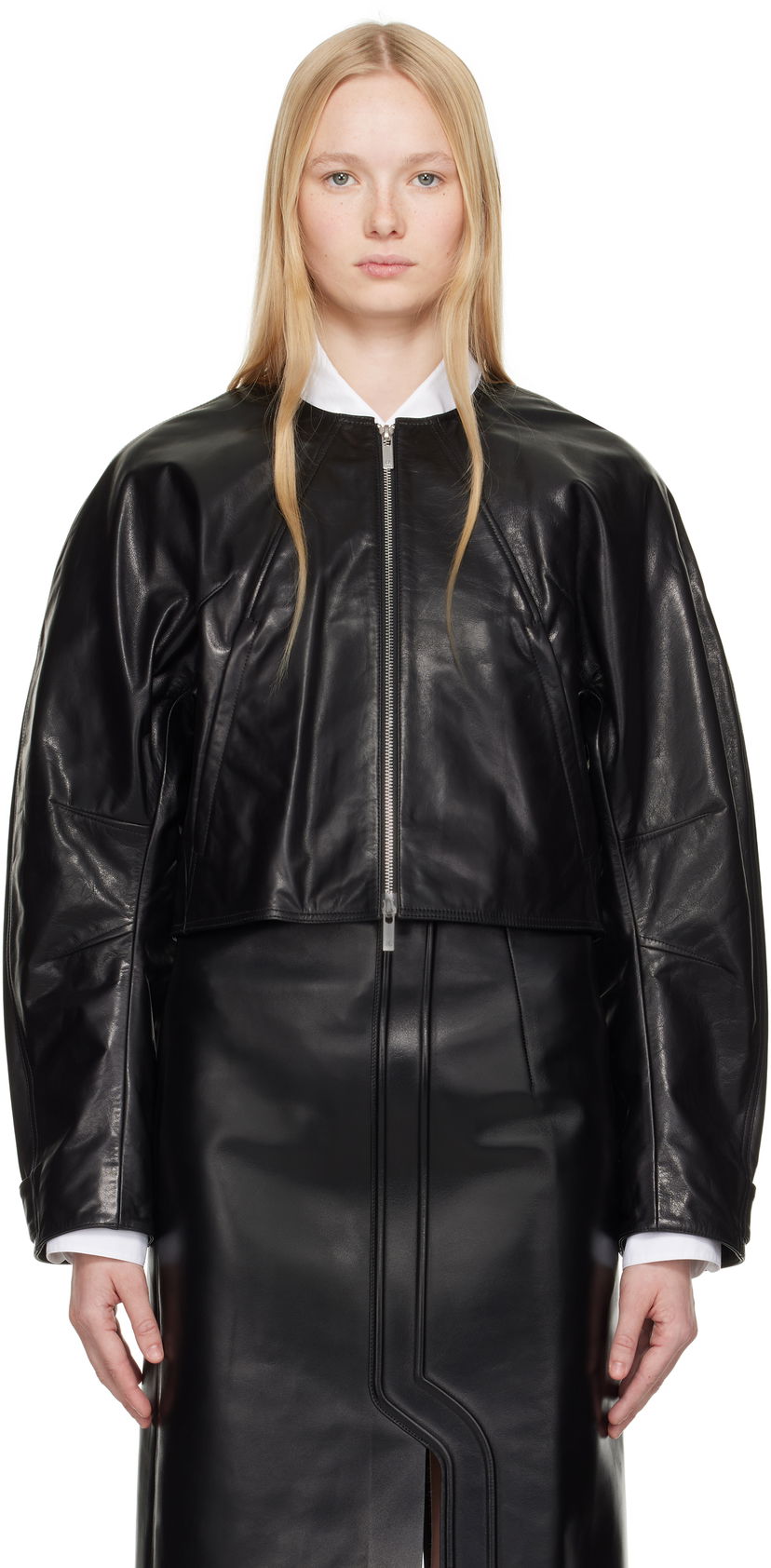 Bomber jakna Helmut Lang Helmut Lang Articulated Leather Jacket Črna | P01HW102