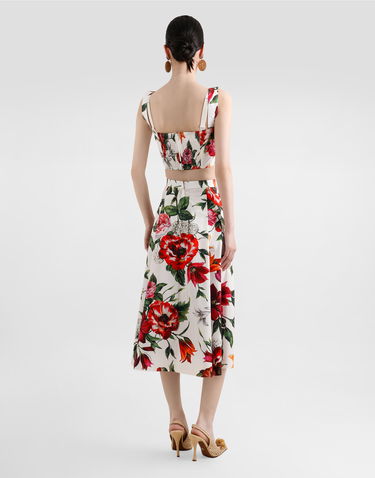 Krop-top Dolce & Gabbana Dolce & Gabbana Flower-Print Poplin Bow Crop Top Večbarvna | F7BB5THS5TQHA5PB, 2