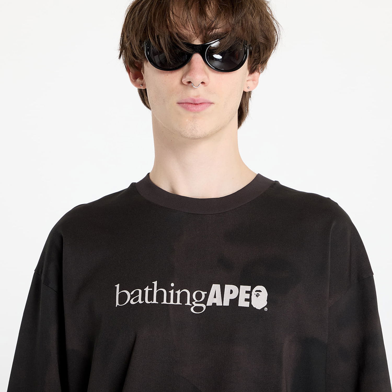 Majica BAPE Overprint Logo Relaxed Fit Long Sleeve Tee Black Črna | 001LTK801301M BLK, 1