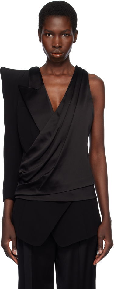 Majica brez rokavov Balmain Balmain Asymmetric Structured Blouse Jacket Črna | EF0AQ120MF01, 0