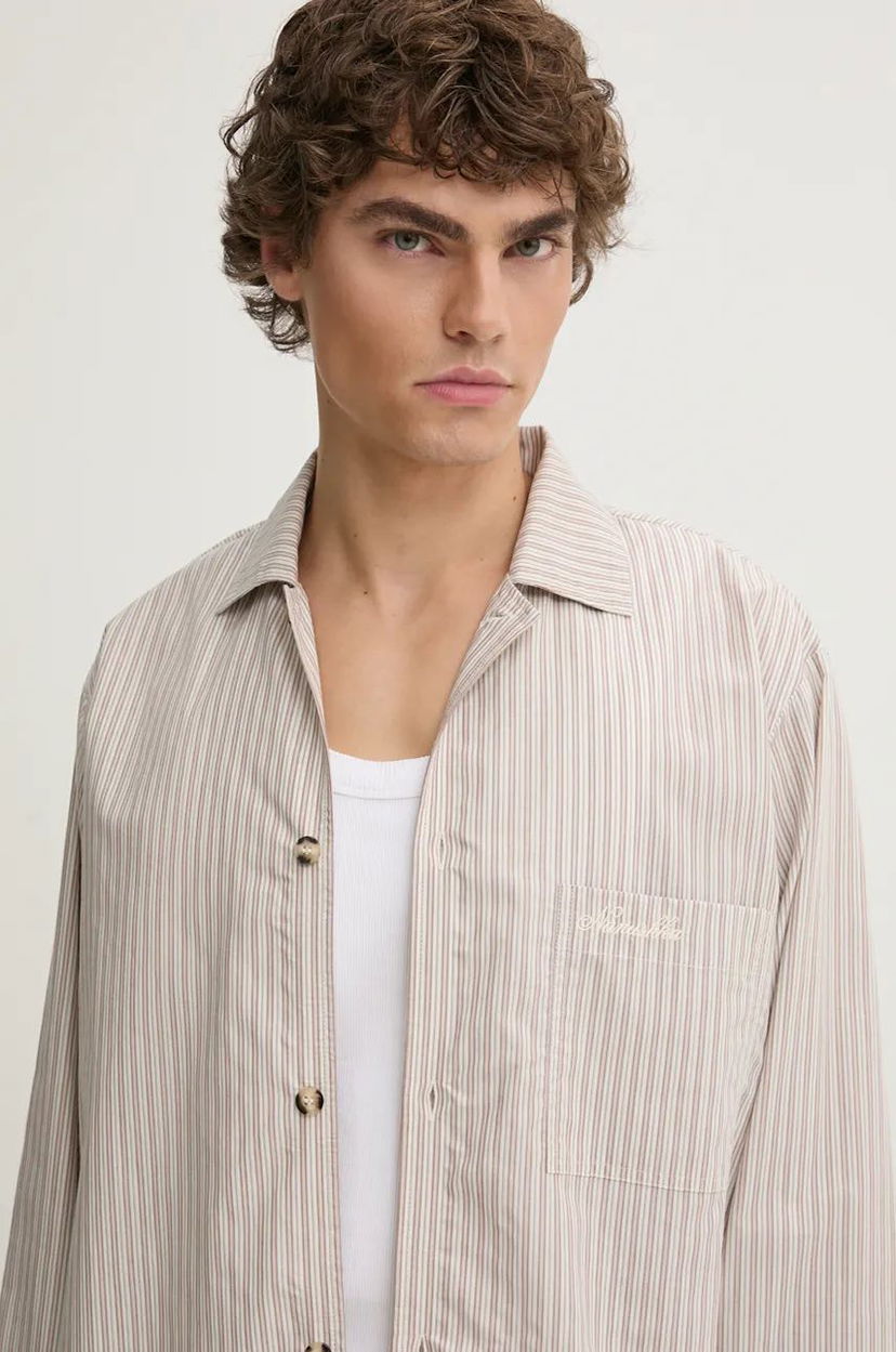 Srajce Nanushka JELMER Regular Fit Collared Shirt Bež | NM24PFSH02475