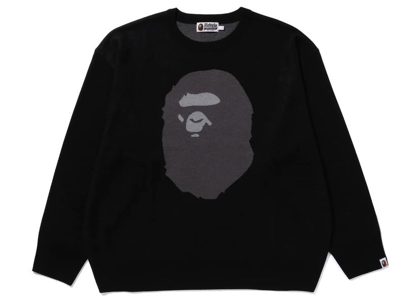 Pleteni pulover BAPE BAPE Ape Head Jacquard Knit Sweater Black Črna | 1J80-120-005