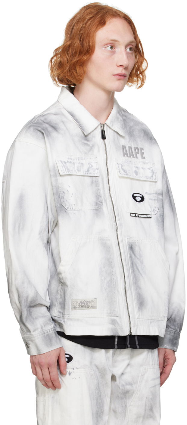 Jakna AAPE by A Bathing Ape AAPE by A Bathing Ape Faded Denim Jacket Bela | AAPLJM7644XXMWHB, 1